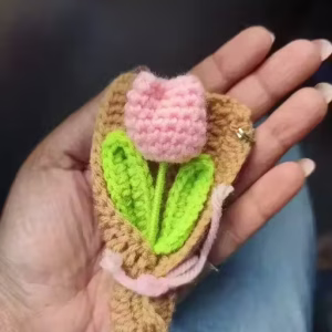 Tulip Crochet Keychain